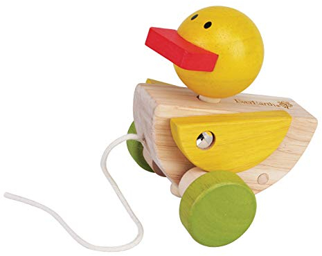 EverEarth Nachzieh-Ente aus nachhaltigem Holz – Umweltfreundliches Ziehspielzeug zur Förderung von Bewegung und Motorik – Kindgerechtes Design – EE32587
