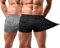 Lehmanlin Sport Shorts Herren Bodybuilding Kurze Shorts Workout Trainingsshorts Schnell Trocken 7,6CM Innennaht (schwarz&grau-L)