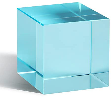 QFkris K9 Kristallglas-Prisma-Würfel, Briefbeschwerer, Ornament, Kunst, Glasfigur, Tisch, Heim, Sammlerstück, Dekoration, Fotografie-Zubehör (3,8 cm, Cyan)