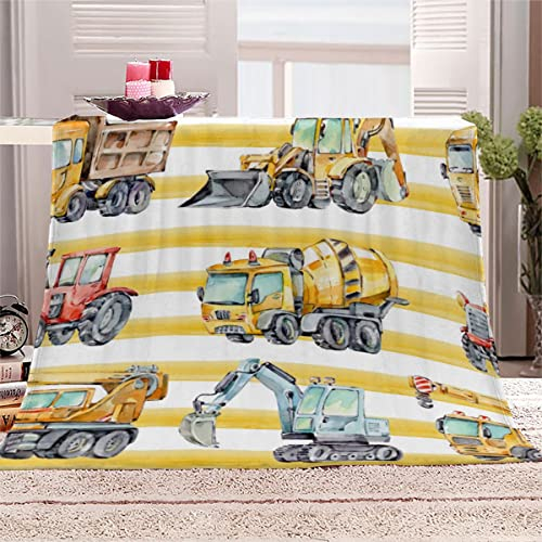 WALLDOR 3D Traktor Kuscheldecke Baby 70x100 cm Waschbar Microfaser Fleecedecke mit Muster Bagger Wohndecke Flanell Decke Weiche Warme Babydecke Flauschige Blanket, Color5
