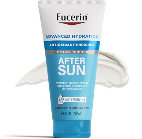 Eucerin Advanced Hydration After Sun Lotion for Face and Body, Enriched with Antioxidants, 24-Hour Hydration for Dry, Sun-Stressed Skin, 6.8 Fl Oz Tube