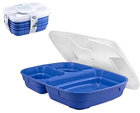 Thermohauser GoodBowl Trio, 5er Set, Mehrweg Essensbehälter, ca. 580 ml + 2x 220 ml To Go Lunchboxen, mikrowellengeeignet, blau