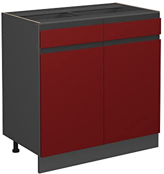 Vicco Mueble bajo de Cocina R-Line, Rojo/Antracita, 80 cm En Forma de J, sin encimera