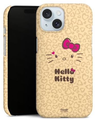 DeinDesign Premium Case kompatibel mit Apple iPhone 15 Smartphone Handyhülle Schutzhülle matt Hello Kitty Leomuster Fanartikel