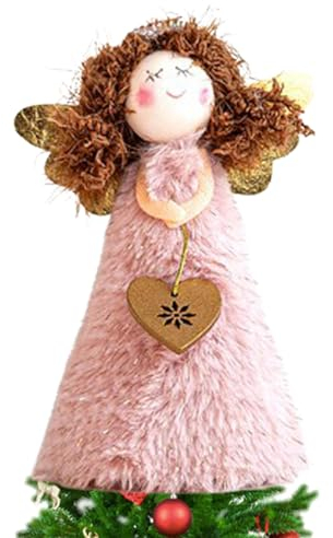Weihnachtsbaumspitze mit Weihnachtsengel – weicher Plüsch-Engel für den Weihnachtsbaum, 14 cm, Stoff-Engelpuppe, lustige Baumspitzen für den Winterurlaub, Zuhause, drinnen und draußen