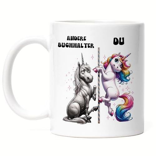Hey!Print Andere Buchhalter Du Einhorn Tasse Weiß Buchhalterin Farbenfroh Steuerberater