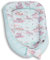 PaLulli 120x60 cm Babynest Babynestchen XXL Babykokon 2seitig 100% Baumwolle Kissen Nestchen für Babybett Reisebett für Baby und Säugling Feathers (Pony Mint)