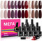 MEFA Red Gel Nail Polish Set, 12 Colors Red Gel Polish Set Nude Brown Gel Polish Soak Off UV Led Gold Glitter Dark Red Nail Gel Manicure at Home DIY Salon for Women