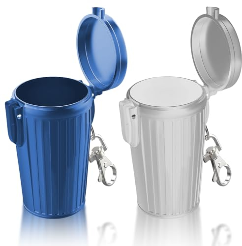 Lot de 2 cendriers de poche pour les déplacements : cendrier de poche anti-odeurs avec couvercle et porte-clés, mini cendrier portable pour les déplacements, le camping, les voyages (2)