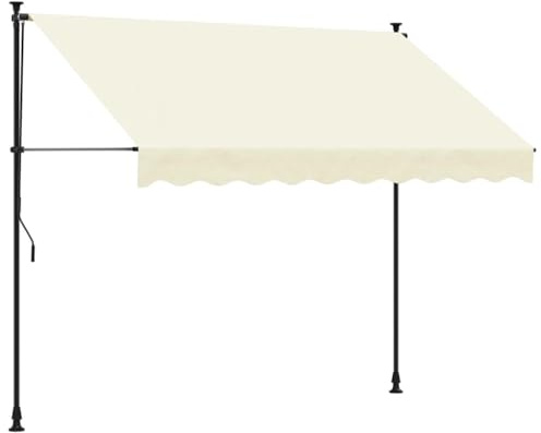 vidaXL Markise Einziehbar Creme 300x150 cm Stoff und Stahl