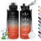 HoneyHolly Trinkflasche Sport, 1500ml Auslaufsicher Kunststoff, Wasserflasche, Trinkflasche Kohlensäure Geeignet, Sportflasche für Fahrrad, Kinder, Schule, Fitness, Yoga, Black Red