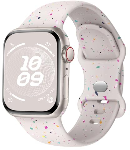 Finoriss Silikon Armband Kompatibel mit Apple Watch Armband 40mm 41mm 42mm 38mm, Sport Weich Band Kompatibel für iWatch SE Ultra Series 9 8 7 6 5 4 3 Damen Herren Rauchlila
