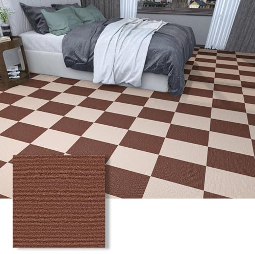 Selbstklebende Teppichfliesen, selbstliegend, langlebig, rutschfest, strapazierfähig, Teppichfliesen, Bodenbelag für Büro, Wohnzimmer, Schlafzimmer (Größe: 40 x 100 cm, Farbe: Dunkelbraun)