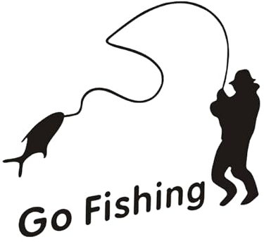 GO FISHING schwarzer Autoaufkleber, Angler Aufkleber, car Sticker,für E-Bikes, Motorräder, wasserdicht, farbecht, Outdoor car sticker(1Stück,14cm*11cm)