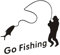GO FISHING schwarzer Autoaufkleber, Angler Aufkleber, car Sticker,für E-Bikes, Motorräder, wasserdicht, farbecht, Outdoor car sticker(1Stück，14cm*11cm)