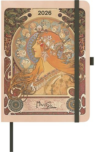 teNeues - ArtDiary Alfons Mucha 2026 – Buchkalender 16x22 cm | Wochenkalender mit Jugendstil-Motiven für Mucha-Fans & Kunstliebhaber: ArtDiary