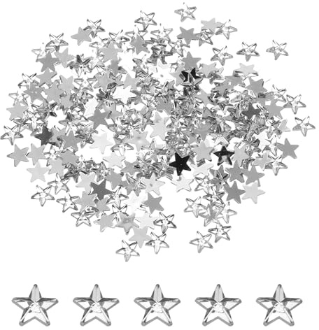 QUARKZMAN Stern-Strasssteine Weiß, 6x6mm, Glitzersteine 200 Stück | Basteln und Rhinestones, für DIY Perlen, Hochzeit Party, Kostüme, Schmuckherstellung