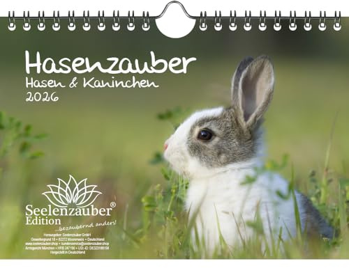 Hasenzauber Hasen und Kaninchen DIN A5 Kalender für 2026 - Geschenkset Inhalt: 1x Kalender, 1x Weihnachtsanhänger (insgesamt 2 Teile)