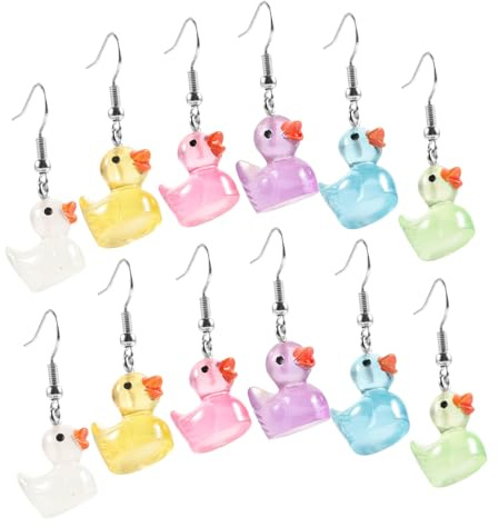 ibasenice 6 Paare Nachtleuchtende Enten Ohrringe Damen Bunte Cartoon Ohrhänger Leicht und Langlebig Schmuckset für Mädchen Alltag Party
