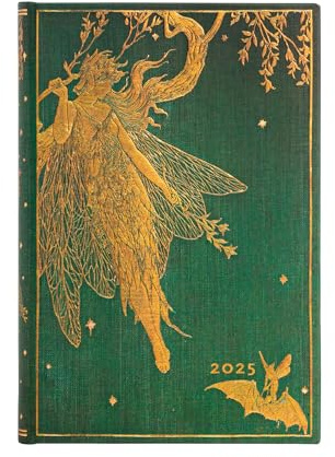 Kalendarz Paperblanks 2025 Olive Fairy Mini Dzienny: jeden dzień na stronie, zamykany na gumkę, papier 80 gsm