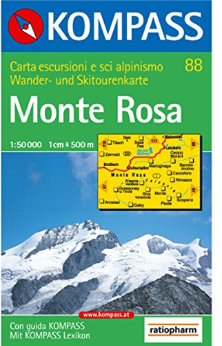 KOMPASS Wanderkarte Monte Rosa, Valle Anzasca, Valsesia: 4in1 Wanderkarte 1:50000 mit Aktiv Guide und Detailkarten inklusive Karte zur offline ... Skitouren. (KOMPASS-Wanderkarten, Band 88)