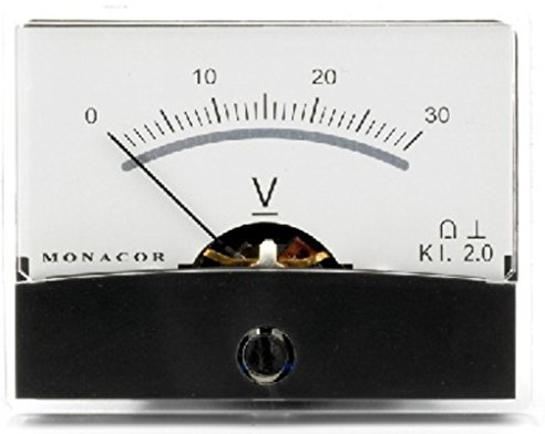 Monacor Moving-Coil-Panel Meter mit Spiegel Skala (Gleichstrom, 30 K Ohm)