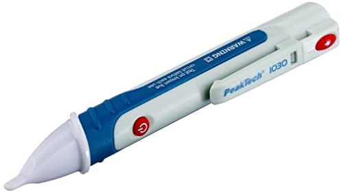 PeakTech 1030 - Tester di Tensione AC senza Contatto con Lampada a LED, Campo di Funzionamento Ac 50-1000V, Sistema di Misurazione, Penna Multimetro Portatile, Segnale Acustico - 157X26Mm