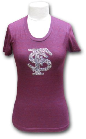 Collegiate Fashionista NCAA Florida State Seminoles Damen Junior U-Ausschnitt Tri-Blend Kurzarm Track T-Shirt