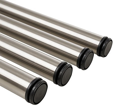 Gedotec Pieds Table Réglable Acier - Support Ajustable de Table de Cuisine, Salon, Bureau, Plan de Travail - Protection Plastique, Tube Acier Anodisé, Plaque Zamak - Hauteur 710 + 30 mm, Lot de 4