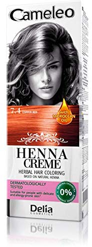 Cameleo - Kräuter-Henna-Farbcreme - Kupferrot - Natürlicher Henna-Extrakt & marokkanisches Öl - Semi-Permanent - gleichmäßige, tiefe Farbe - hypoallergen - 75g