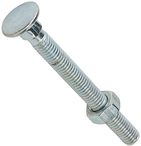 Merriway BH04831 Bullone a Testa Tonda e Quadro Sottotesta con Dado, Finitura Zincata, M8, Bianco, Pack of 25, Set di 25 Pezzi