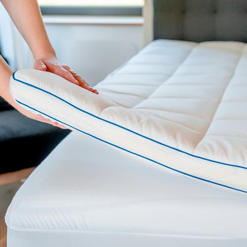 RESTBULLE Surmatelas de Confort Moelleux 140 x 190 cm - Qualité Hôtellerie - Fabriqué en France - Epaisseur Totale de 7cm - Enveloppe Déhoussable et Lavable - Certifié Oeko-Tex
