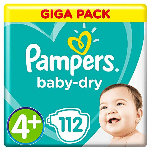Pampers Baby-Dry Nappies Size 4 + (9 to 18 kg) – 1 Pack (1 x Pack of 112)
