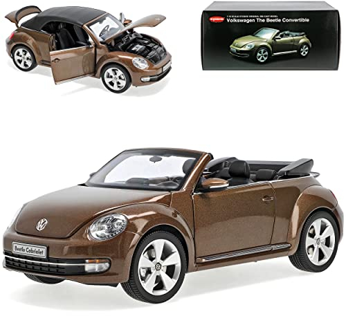 Kyosho Volkwagen Beetle Cabrio Toffee Braun Metallic Ab 2012 1/18 Modell Auto mit individiuellem Wunschkennzeichen