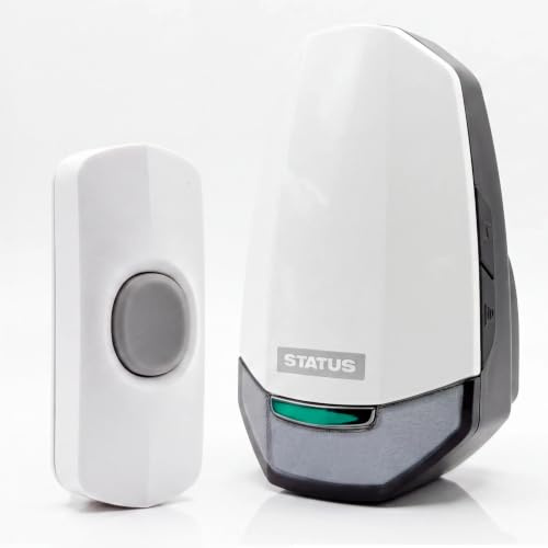 STATUS Wireless Door Bell White | Waterproof Ring Door Chime with LED Welcome Light | 150 Meters Range with 32 Melodies | SWPDCNLCF1PK10