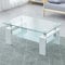 CLIPOP Couchtisch Rechteckig Beistelltisch aus Hartglas,Moderner Sofatisch mit Stauraum,Beistelltisch Glastisch mit Unterer Ablage,100 x 60 x 44 cm,Weiß