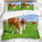 NOLYXICI Bettwäsche - Bettwäscheset Haltungs-Bauernhof-Kühe auf Sommer-Weiden-Natur Bevy Farming Grass Agriculture Beast Beef Design Mikrofaser weich dreiteilig Mit 2 Kissenbezügen 135 * 200