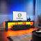 ELEGANT LED TV Unit 1600mm Black Gloss Modern TV Stand Cabinet with Ambient Lights for 32 40 43 50 52 55 60 65 inch 4k TV Living Room and Bedroom Furniture with Storages and Shelves