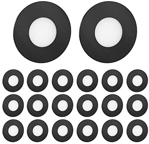 ledscom.de 20 LED luz de escalera/plafón empotrado FEX para interiores y exteriores, redondo, negro, 85mm Ø, blanco frío