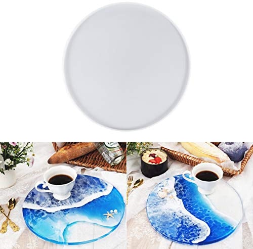 Gaosaili 30CM Große Tray Silikonform, Große Runde Untersetzer Silikonform Gießform Epoxidharz Formen Large Resin Tray Molds für Herstellung von Obst Tee Tablett