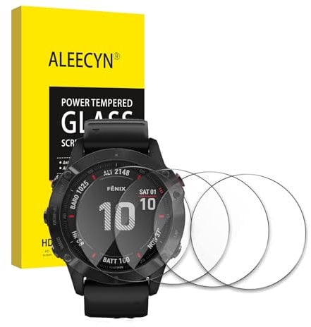 Aleecyn [4 Stück] Alicyn Schutzfolie kompatibel mit Garmin Fenix 6X Pro,Anti-Bläschen,Schutzfolie Full Cover Displayschutzfolie für Garmin Fenix 6X Pro
