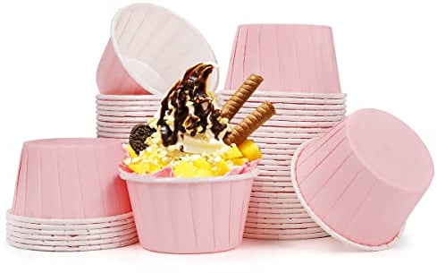 Spesh 50 Stücke Papier Muffinförmchen Mini Cupcake Formen Paper Cups für Hochzeiten,Geburtstage,Weihnachten (Hellrosa)