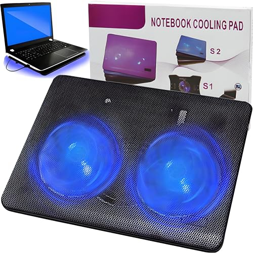 Retoo Laptop Kühler Kühlpads für 12-15,4 Zoll Notebook Geräuscharme Kühlung NEU 2023 Cooler Ständer Leistungsstark Schneller Kühlvorgang 2 Lüfter PC Notebook PS4 Belüfteter Laptop Ständer Blau