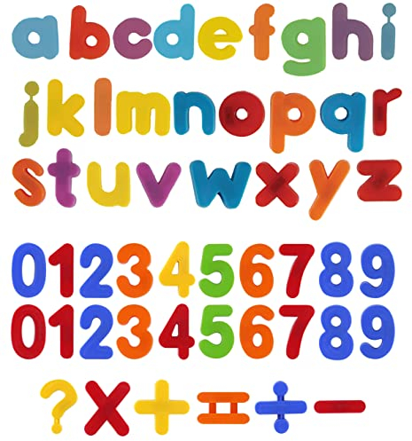 QDS 52 Magnetic Letters & Numbers Set Kids Educational ABC Alphabet Learning Counting Fridge Magnets Toy, Multicolor
