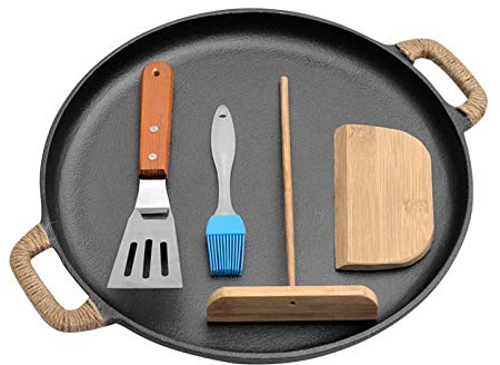 KDOQ Cast Iron Wok Pan Frying Pan Household Frying Pan Pancake Non-Stick Frying Pan Thickened Bottom Without Chemical Coating Suitable for All Stoves,33cm