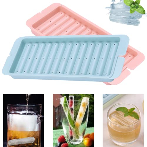 Takhery Lot de 2 moules à glaçons longs en plastique - Convient pour les boissons d'été, les cocktails, le whisky, les bouteilles longues.