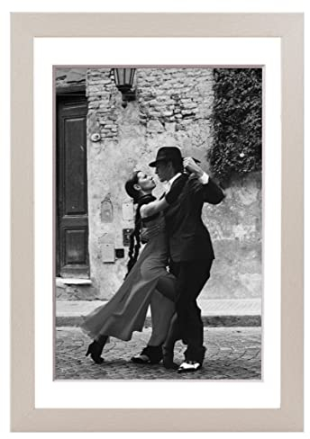 Stallmann Design Bilderrahmen mit Passepartout 50x70 cm (Bild 40x60) | Farbe: Aluminium | 30 mm starke Rahmenleiste