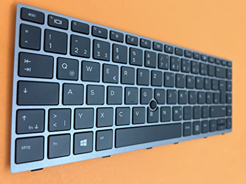 T-ProTek Teclado DE, negro, marco plateado, punto de seguimiento para HP EliteBook 840 G5 5DF55ES