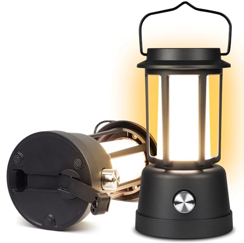 Campinglampe, CT CAPETRONIX Campinglampe Aufladbar, 6000 mAh, IPX5 Wasserdicht, Campinglampe Solar mit 3 Farbtemperaturen, mit Handkurbel, Campingleuchte für Telefon/Zelt/Wandern