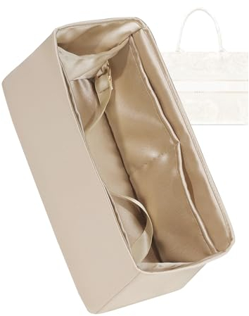 ZYZii Geldbörsen-Organizer für Dior-Bücher-Tragetasche, Mini/klein/mittel/groß, seidig-glatter Einsatz, leichte Tasche in Tasche, luxuriöses Handtaschen-Aufbewahrungszubehör (klein, champagnerfarben)